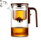 Witchcraft Enchanted Glass Teapot with Wooden Handle, Magic Teapot with Strainer for Flower Tea and Loose Tea (525ml)