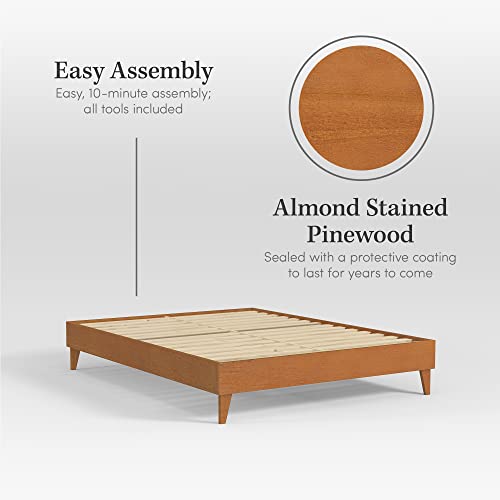 Wooden Twin Xl Platform Bed Frame (Almond) - No Box Spring Needed | Easy Assembly & Heavy Duty | Ideal Durable Twin Xl Bed, Twin Xl Bed Frame, Wood Platform Bed Frames, Twin Xl Bed Frame Wood #TOP1