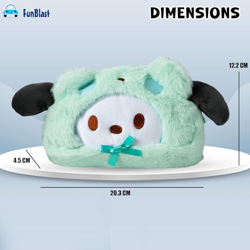 Image of FunBlast Fur Pencil Pouch for Girls - Cute Cartoon Animal Pouch, Multi-Purpose Zipper Case for School Kids, Cosmetic Pouch for Girls, Coin & Travel Pouches for School /Office (Green)