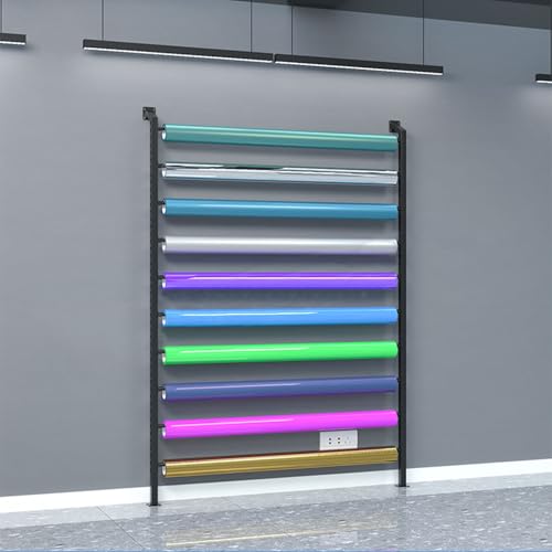 Rack mural pour 10 rouleaux de vinyle et film pour vitre de voiture en acier