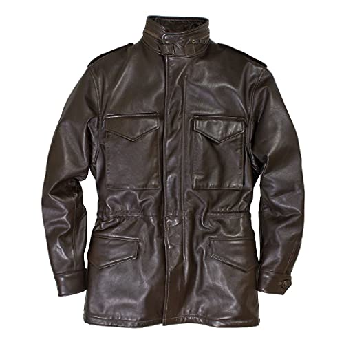 Men's M-65 Field Brown Real Leather Jacket | Men's M-65 Field Real Leather Jacket