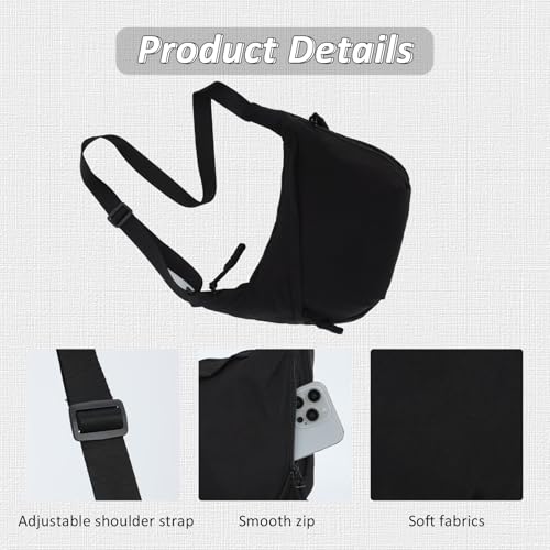 Image of Fecialy Crescent Hobo Crossbody Bag - Multi-Pocket Sling Moon Slouchy Dumpling Bag for Women & Men