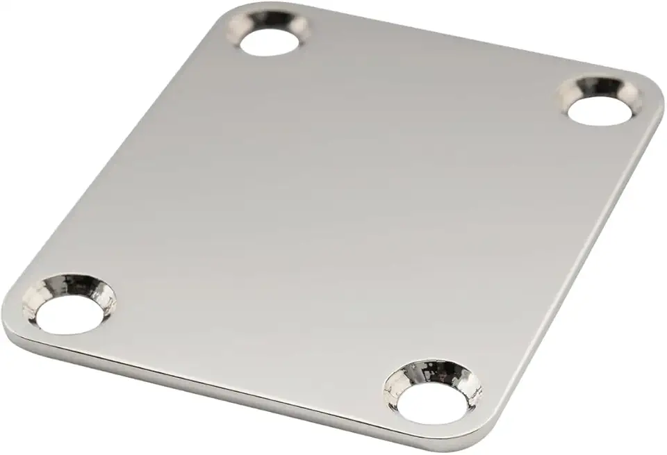 Neck Plate Cromado 4 Furos Para Guitarra Stratocaster Telecaster