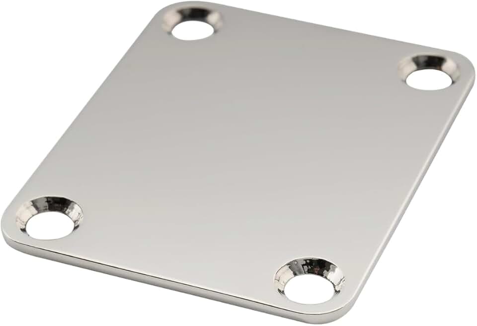 Neck Plate Cromado 4 Furos Para Guitarra Stratocaster Telecaster