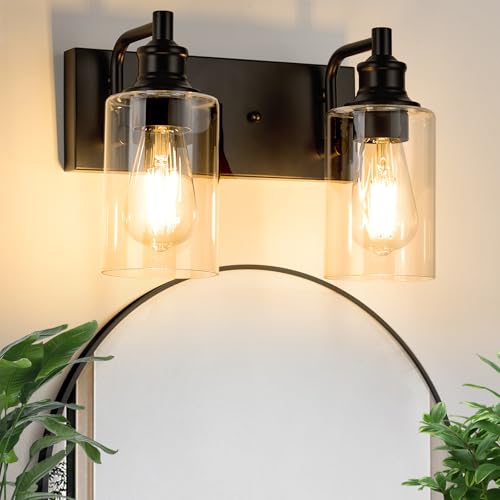 ALAISLYC 2-Light Bathroom Light Fixtures Modern Black Vanity Lights for Bathroom Lighting Fixtures Over Mirror for Cabinet Mirror Bedroom Hallway by ALAISLYC - Used condition - US$35.69