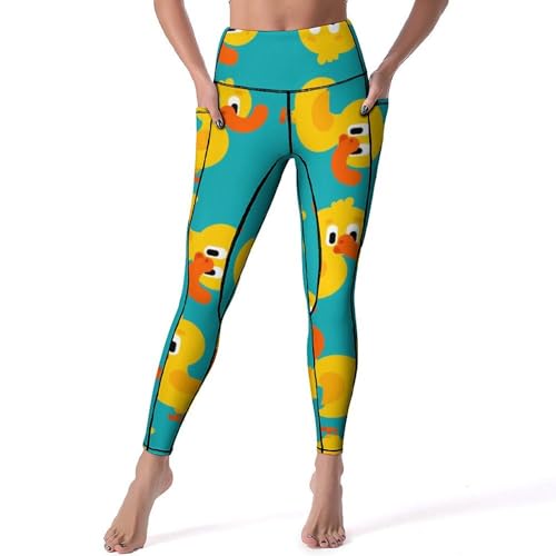 Leggings de sport canard dessin animé pour femme taille haute fitness taille S