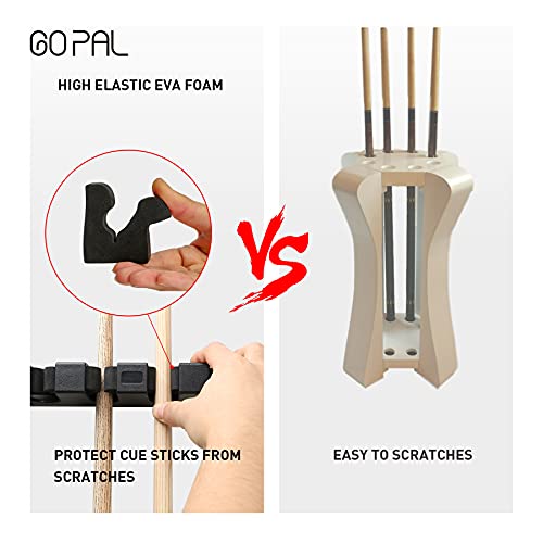 Go Pal CR1 Black Pool Cue Holder, Wall Mount Pool Stick Rack for 6 Cues Stick Storage, Pool Cue Set Rack, Pool Table Rods Organizer - Image 6
