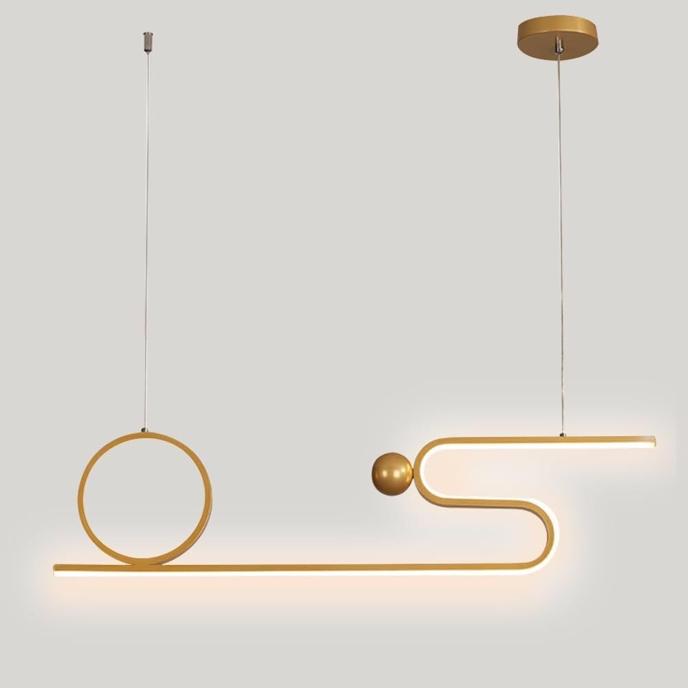 SBZIOJHDR Ceiling Lights, Adjustable Height Chandelier Dining Room Bar Modern Metal Pendant Light(Gold,3 Color Temp)