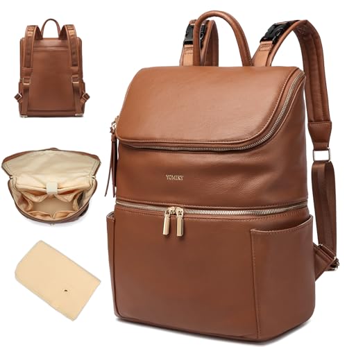 Yomiky Leather Diaper Bag Backpack