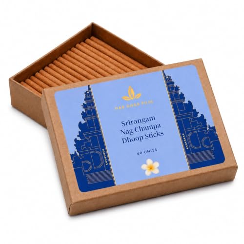 Image of Nag Champa Dhoop Sticks for Pooja | 9cm Long, 60 Dhoop Sticks | Natural & Toxin-Free Dhoop Batti | Long Lasting Home Fragrance | Low Smoke & Low Ash