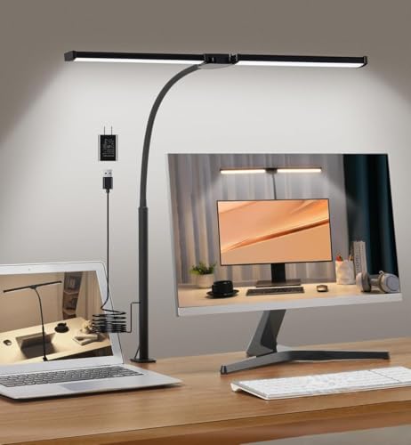 10 Laptop Setup Essentials 27 XERGY Double Head LED Desk Clamp Lamp Light- with Adjustable Arms...