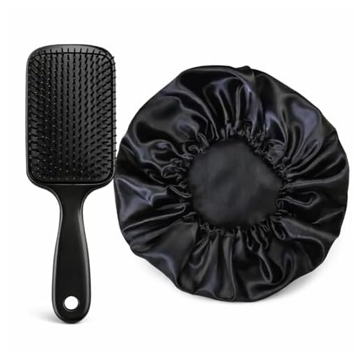 Kit Touca de Cetim + Escova Antifrizz | Cabelos Sem Frizz, Macios e Alinhados | Para Todos os Tipos de Cabelo | Cuidados Noturnos com Resultado Imediato