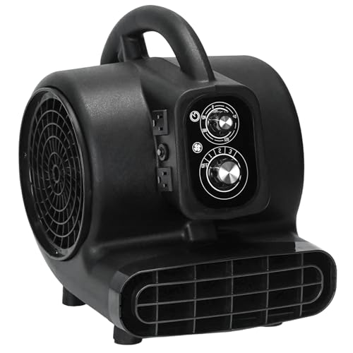 VENTISOL Air Mover Blower Fan, Industrial 1/3HP 1200CFM Monster Floor Blower Carpet Dryers, 3 Speeds, 4 Adjustable Angles, Timer, Stackable, for Janitorial, Home, Commercial
