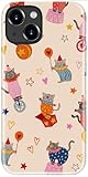 DEENAKIN for iPhone 14 Case/iPhone 13 Case Cute,Aesthetic Circus Cat Colorful Clown Kitten Fun Phone Case, Compatible with Magsafe, Trendy Western Protective Slim Silicone Phone Cover for Women Girls