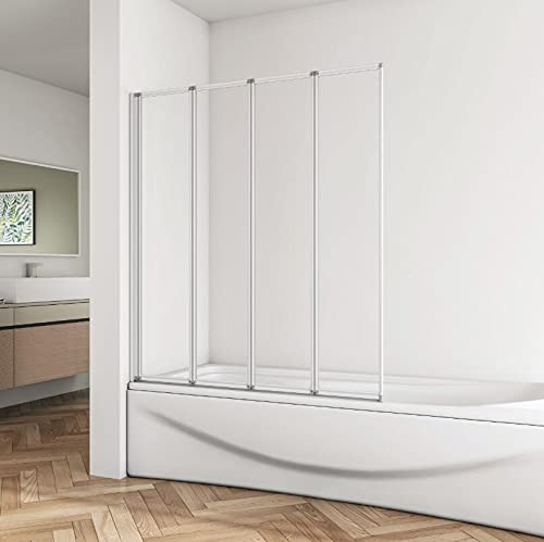 Biubiubath Paroi de douche pliante 4 panneaux en verre 1000 x 1400 mm Cover