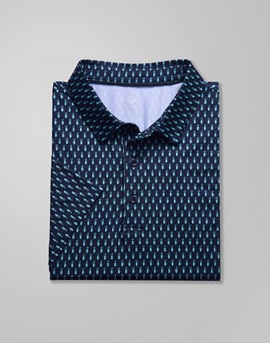 Image of Obla Mens Golf Polo Shirts Short Sleeve Dry Fit Performance Moisture Wicking Casual Print Collared Golf Shirts for Men