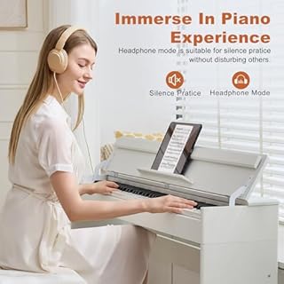 MUSTAR Digital Piano 88 Weighted Keys for Beginners, Full-Size 88 Key Piano Keyboard Semi Weighted, Electric Piano Keyboard 88 Keys with 3 Pedals, USB/MIDI, Wireless Connection (White)