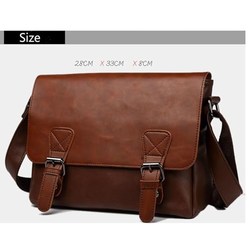 Shoulder Bags Single Shoulder Bag Leather Retro Briefcase Crossbody Bags Messenger Bags for Men Luxury Bag(Brown)3