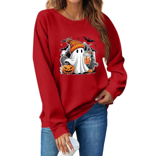 Halloween Sweatshirt for Women Pumpkin Ghost Graphic Sweatshirts Fall Spooky