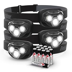 Energizer PRO-260 LED Headlamp (4-Pack), IPX4 Water Resistant Headlamps, High-Performance Head Light for Outdoors, Camping, Running, Storm, Survival LED Light for Emergencies (Batteries Included)