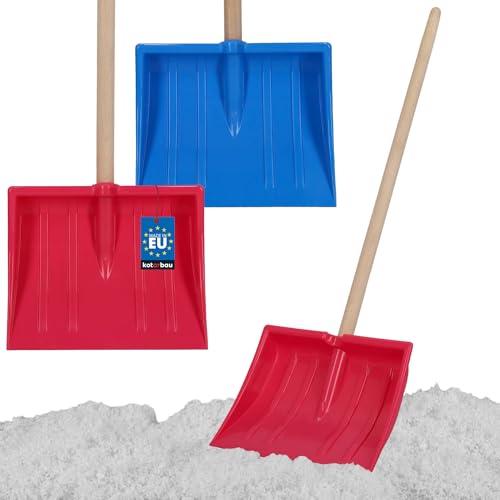 KOTARBAU 2er Set Schneeschaufel für Kinder - 25 x 20 cm - Schnee Schaufel mit Holzstiel - 82 cm - Kinderschaufel - Leicht & Sicher - Schneeschieber - Klein - Rosa und Blau