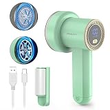 Fabric Shaver Fuzz Remover Rechargeable, HOMEASY Electric Lint Remover Shaver with 3 Blades & LED Di