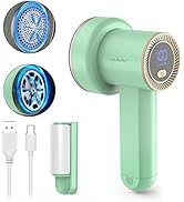 Fabric Shaver Fuzz Remover Rechargeable, HOMEASY Electric Lint Remover Shaver with 3 Blades & LED...