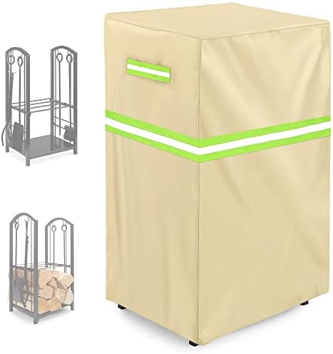 Firewood Rack Cover -17"L × 13"W × 30"H 420D Oxford Fabric Waterproof, 2-Tier Outdoor Firewood Holder Cover, Khaki Cover Only
