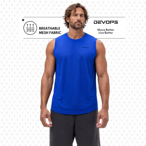 DEVOPS 3 Pack Sleeveless Men's Muscle Shirts Dry Fit Mesh Tank Top for Gym Workout, Training, Running, Quick Dry Activewear (X-Large, Black/Blue/Red) by DEVOPS - Image 5