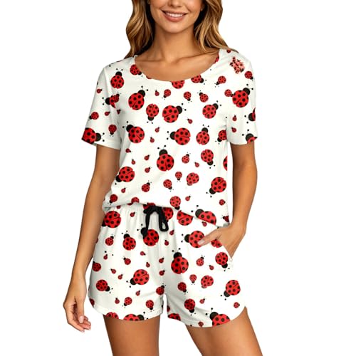 Pyjama imprimé femme avec manches courtes et short ensemble de nuit doux WWricotta