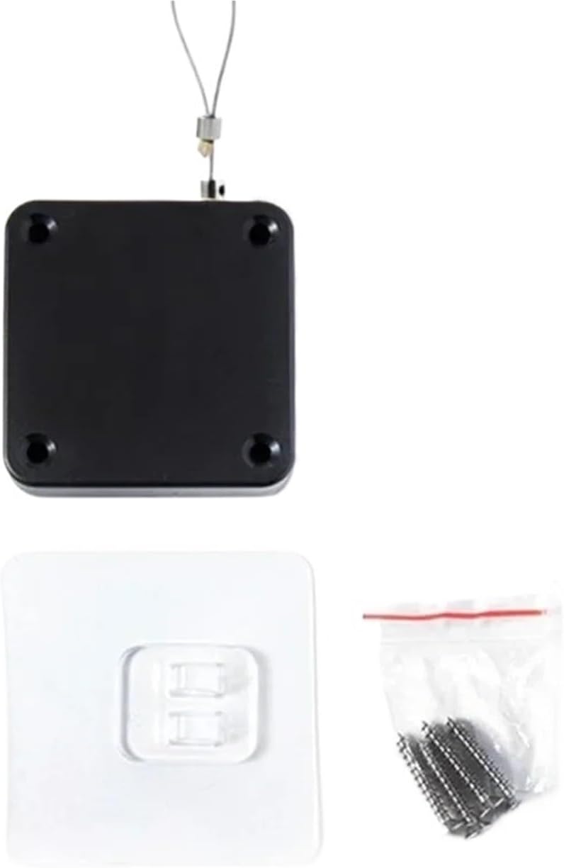 Hook Door Closer Stainless Steel Telescopic 1.2 Meters Black/Household Punch-Free Sensor Stable(Black 500g)