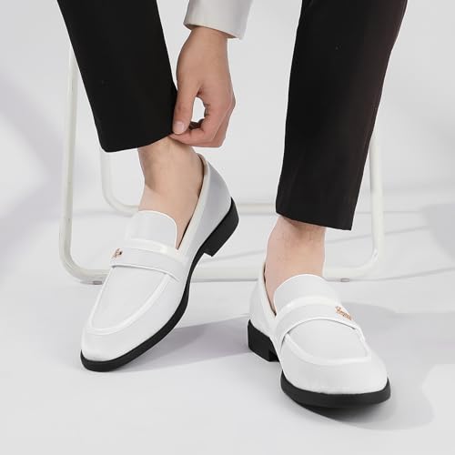 Mens Velvet Loafers, Men's Fashion Mens Dress Shoes Classic Loafers for Wedding Party Penny Dancing,Slip-On Flats Smoking Slippers Prom4