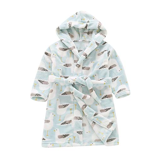 Baby Girls Boys Bathrobe, Toddler Baby Boys Girls Cartoon Bathrobes Flannel Night-Robe Sleepwear 1-6 Years Light Blue