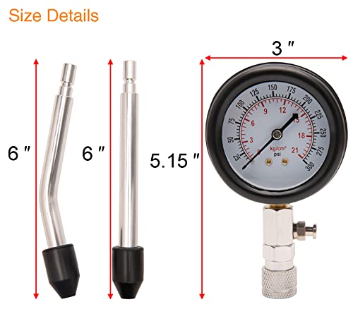 9Pcs Automotive Engine Compression Tester Kit 0-300Psi Cylinder Compression Tester Kit For Motorcycle Car Petrol Gas Engine - Cylinder Pressure Gauge Tool #TOP2