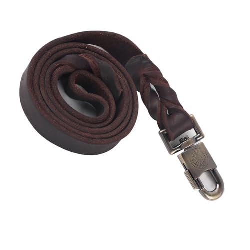 Strapazierfähiges Hundehalsband und Leine, aus echtem Leder, hochwertiges weiches Leder, mit gewebter Kette, starkes und stilvolles Haustierzubehör für tägliche Spaziergänge und Training, Br-7