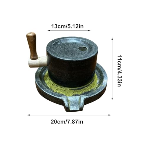 Moulin à grains de pierre manuel 20cm pour thé et riz - 6