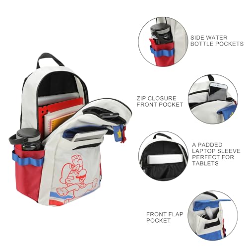 Super Mario Bros Mario Jump Pose 19\" White Backpack