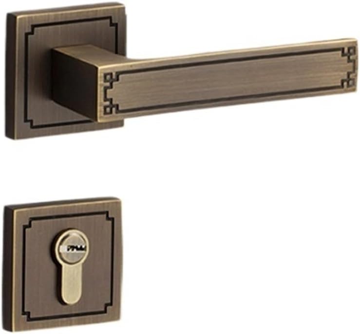 Pure Copper Door Lock Indoor Wooden Door Light Luxury All Copper Solid Simple Handle Copper Color Home Bedroom Bathroom Door Lock(Coffee Paleo 948 A)