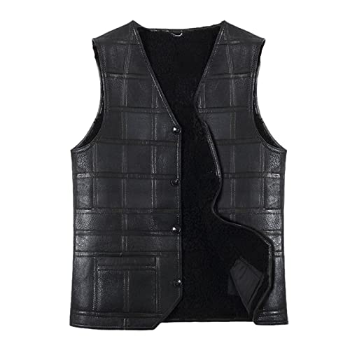 Gilet en cuir de mouton chaud contre le froid hivernal doublé polaire