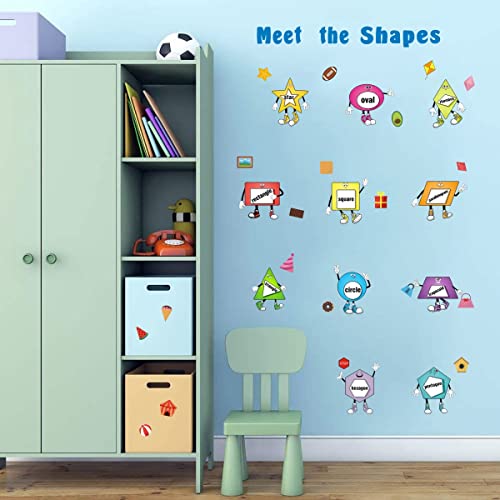 Iarttop Colorful Shapes Wall Stickers, Educational Learning Geometry Wall Decals, Removable Wall Stickers For Kids Bedroom Preschool Kids Playroom Nursery Wall Decor Toddler Classroom Decoration #TOP2