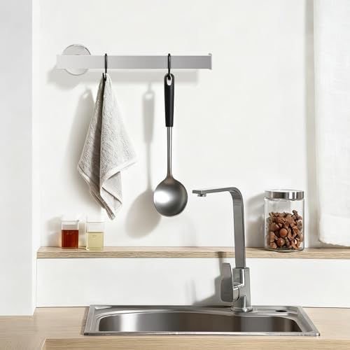 Image of NearMoon Square Hand Towel Holder /Towel Ring, Premium SUS304 Stainless Steel Hand Towel Bar Rustproof Wall Mounted Towel Rack for Bathroom /Kitchen, Contemporary Style Bath Accessory (Chrome Finish)
