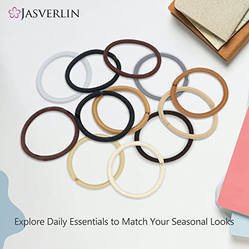 No Metal Hair Ties Brown Elastics Nylon For Women Girls Large Thick Fine Beauty Hair Ties Ponytail Holder Snag Free No Damage No Breakage 4Mm 50 Pcs Jasverlin (Light Ash Brown) #TOP4