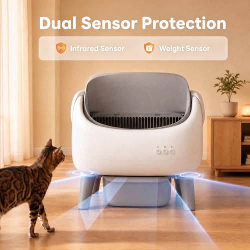 Self Cleaning Cat Litter Box, Open-Top Automatic Cat Litter Box with Large Waste Bin, Dual Safety Sensors, Easy Clean Pet Toilet for Multiple Cats - image 4