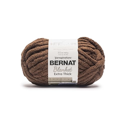 Image of Bernat Blanket Extra Thick Choco-Latte Yarn - 1 Pack of 600g /21oz - 100% Polyester - #7 Jumbo - 72 Yards - Knitting /Crochet