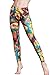 Women's Active Workout Capri Leggings Shorts Stretchy Tights(Leaves,M)