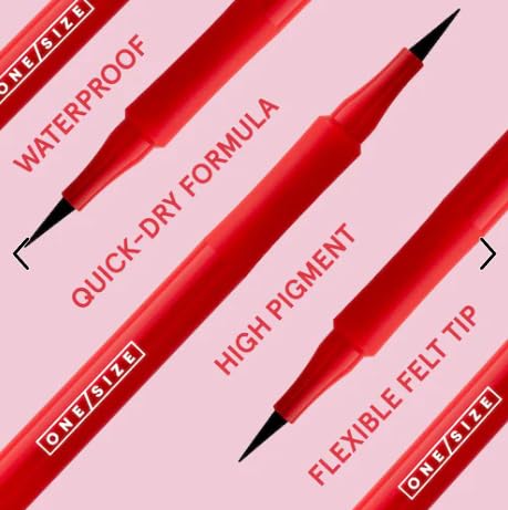 ONE/SIZE by Patrick Starrr Point made Waterproof Liquid Eyeliner, Quick-Dry Formula, High Pigment, Flexible Felt Tip, Long-Lasting, Bodacious Black - matte black