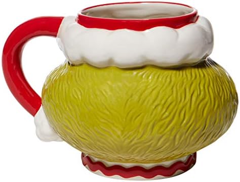 Department 56 Dr. Seuss Grinch Santa Face Sculpted Coffee Mug, 32 Ounce, Multicolor image 5
