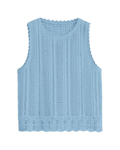Image of KIRUNDO Beach Vacation Clothes for Women Spring Summer Crochet Sweater Vest Tank Tops Cover Ups Resort Cruise Outfits 2026