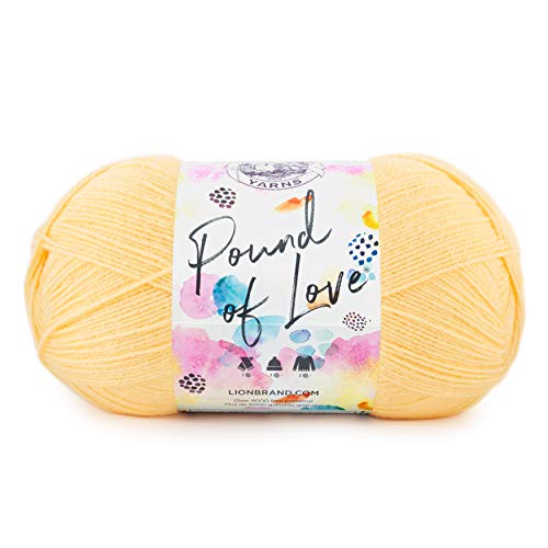 Image of Lion Brand Yarn 550-158 Pound of Love Yarn, Honey Bee | Large Skein Everyday Basic 100% Acrylic Worsted Weight Knit Fiber for Baby Blankets, Classic Afghans, Sweaters, Scarf Sets
