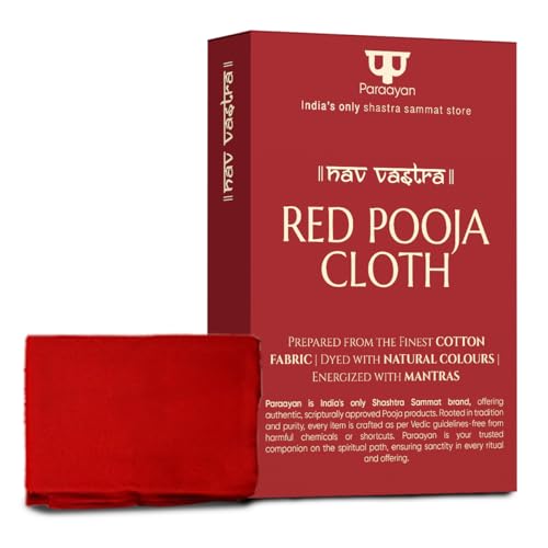 Image of Red Pooja Cloth | 1.25 Meter | Pure Cotton | Puja Vastra for Asan and Temple | Perfect for Daily Pooja